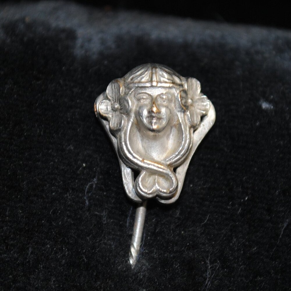 Antique/Vintage Silver-tone Art Nouveau Woman Stick / Tie Pin